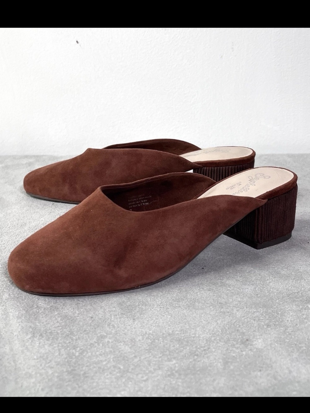 Seychelles Mule Heels Womens Size 7 Brown Rust Faux Suede Block Heel Slip On